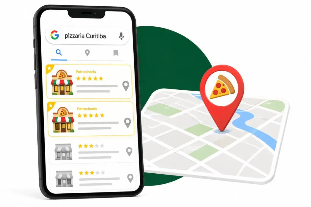 resultados patrocinados busca local pizzaria google maps