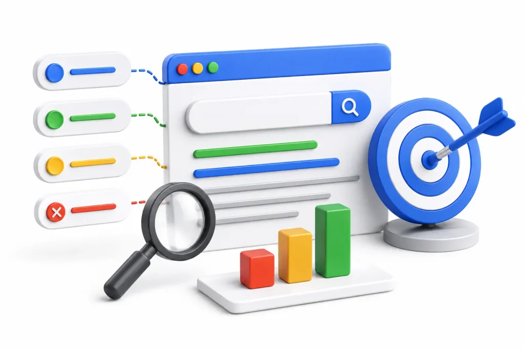 Barra de pesquisa do Google, onde a correspondência de palavra-chave Google Ads decide se o anúncio será exibido para a busca digitada