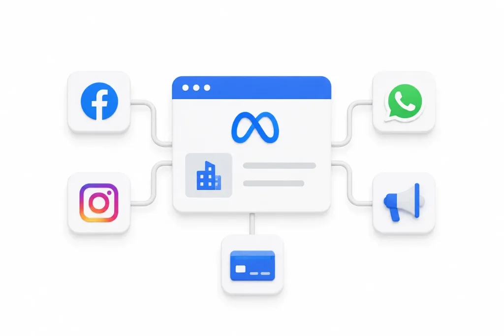 O portfólio empresarial Meta centraliza os principais ativos usados pela empresa para anunciar na Meta.