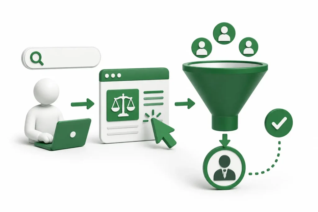 Prospecção passiva com Google Ads para captação de clientes na advocacia.