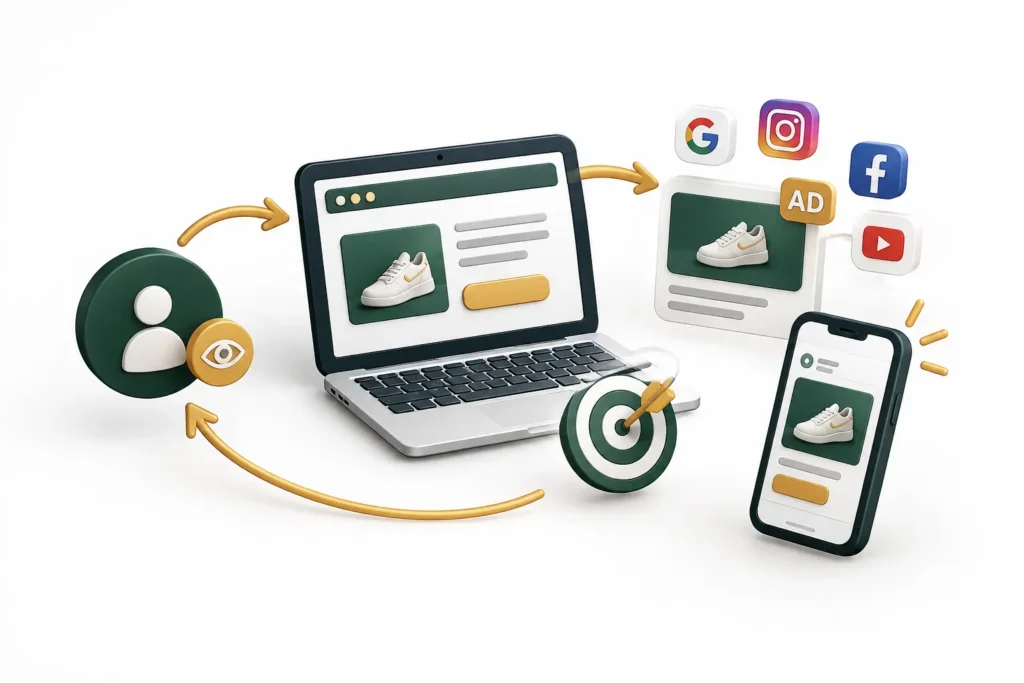 Anúncio de remarketing acompanhando o mesmo usuário em dispositivos diferentes